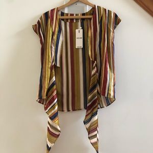 Vertical stripes tie sheer top (NWT)